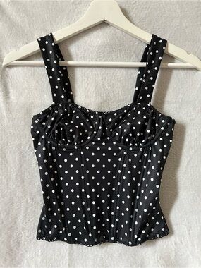 Black & White Polka Dot Girls One-Piece Swim Top